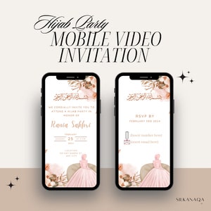 Editable Hijab Party Mobile Video, Hijab Party Decor, Animated Video Hijab Party Invitation, Hijab is my Crown Party, Digital Invitation