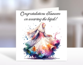 Personalised Hijab Party Greeting Card, First Time Hijabi, Hijab Wearing Gift, Takleef Party, Muslim Girl, Muslimah, Baligha, islamic gifts