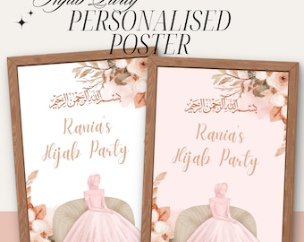 Hijab Party Personalised Print: Muslim Girl Party, hijab art, hijab party decor, muslim hijabi print, scarf wearing party, takleef decor