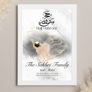 Personalised Hajj / Umrah Prints, Islamic Wall Art, Islamic Gifts, Hajj Mubarak, Umrah Gifts, Muslim Gift for Couple
