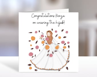 Personalised Hijab Party Greeting Card, First Time Hijabi, Hijab Wearing Gift, Takleef Party, Muslim Girl, Muslimah, Baligha, islamic gifts
