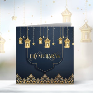 Personalised Eid Mubarak Greetings Cards, Eid Gifts, Eid Present, Card for Eid, Square Cards, Set of 4