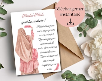 Carte Félicitations pour Nouvelle Hijabi, Cadeau Personnalisé, Tarjeta de felicitación sin rostro, Fiesta Hijab de bienvenida, Téléchargement Numérique, Jilbab
