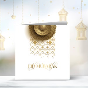 Personalised Eid Mubarak Greetings Cards, Eid Gifts, Eid Present, Card for Eid, Square Cards, Set of 4