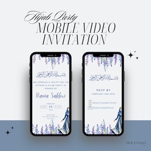 Editable Hijab Party Mobile Video, Hijab Party Decor, Animated Video Hijab Party Invitation, Hijab is my Crown Party, Digital Invitation