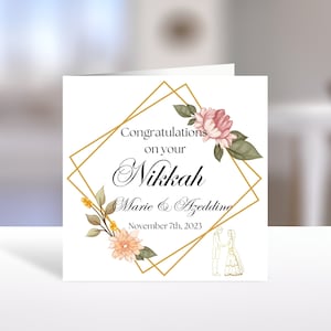 Carte Nikkah carrée personnalisée, carte de mariage islamique, carte Nikkah islamique, carte Nikkah Moubarak, carte de mariage musulman, carte Nikkah Moubarak de luxe