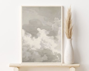 Vintage Cloud Painting | Muted Ancient Art | neutral art | Beige Nursery Deco | vintage sky art | modern farmhouse decor | beige sky art