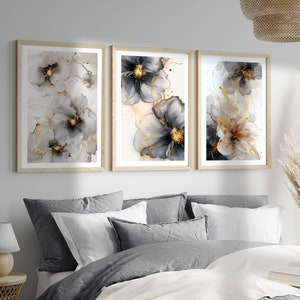 Set of 3 Beige and Gold Wall Prints, Marble Wall Prints, Beige Bedroom Wall Art, Beige posters, Beige and Gold Wall Decor, Bedroom Decor