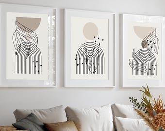 Modern Neutral Wall Art | Beige Abstract Prints | Japandi Aesthetic | Digital Wall Art Set | Minimalist Living Room art | Instant Download
