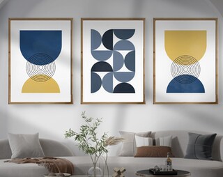 Set Di 3 Stampe Su Tela Boho Verde – Quadri Astratti Con Foglie, Per Soggiorno E Camera Da Letto (30x40 Cm)