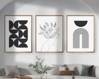 Set of 3 Abstract Art Prints, Set of 3 Geometric Prints, Modern Art, Mid Century Modern Prints, Modern Living Room Art, Above Bed Art