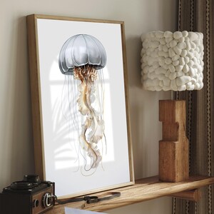 Ethereal Jellyfish Artwork | Transparent Ocean Creature | Minimal Sea Poster | Digital Marine Wall Art | Digital Modern Coastal Poster