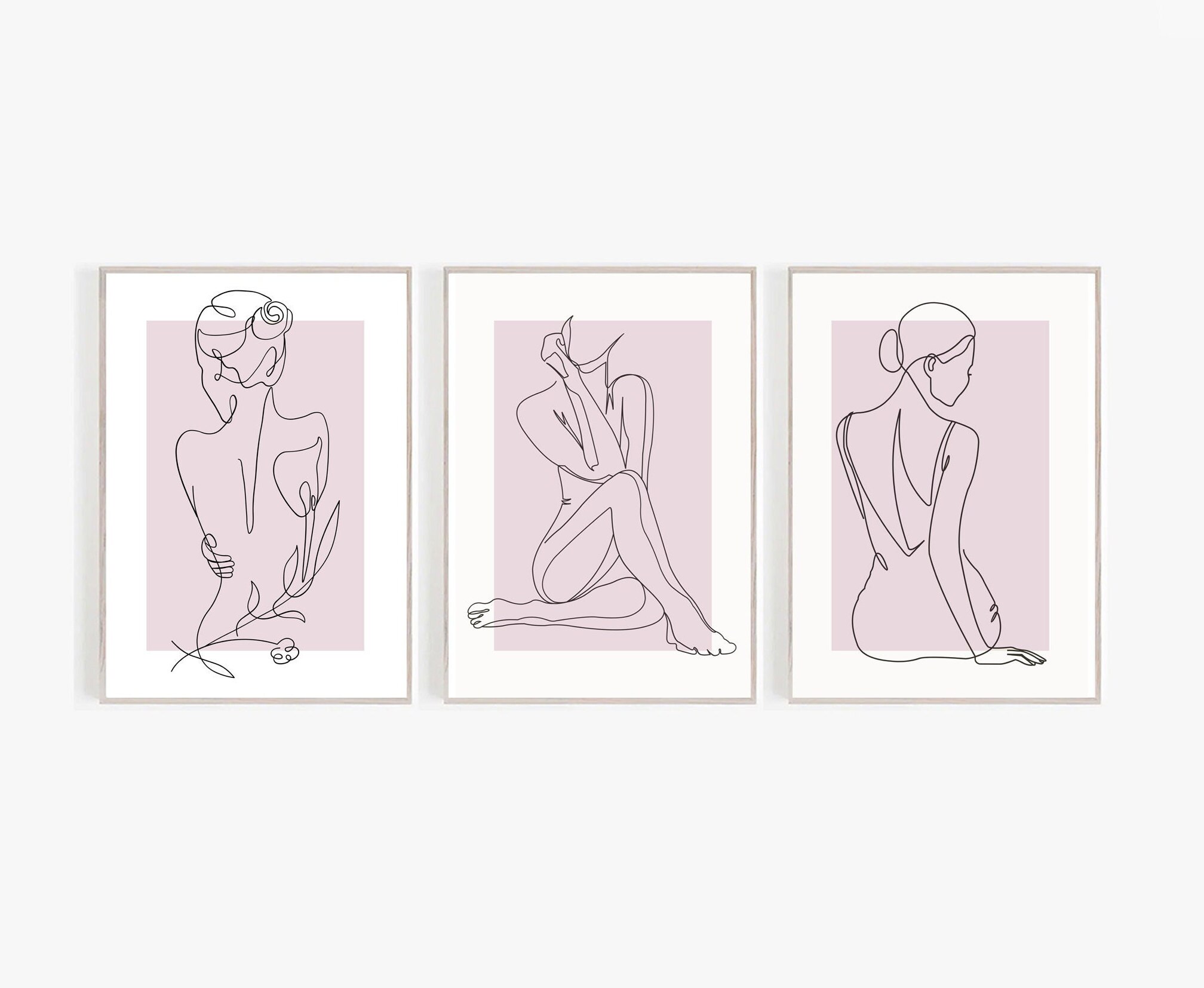 Set of 3 Female Silhouette Art Prints | Female Line Drawing | Woman ...