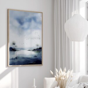 Digitaler Landschaftsdruck | Misty-Kunstposter | Ruhige Natur-Wandkunst | Abstrakte Nebelszene | Moderne druckbare Kunst