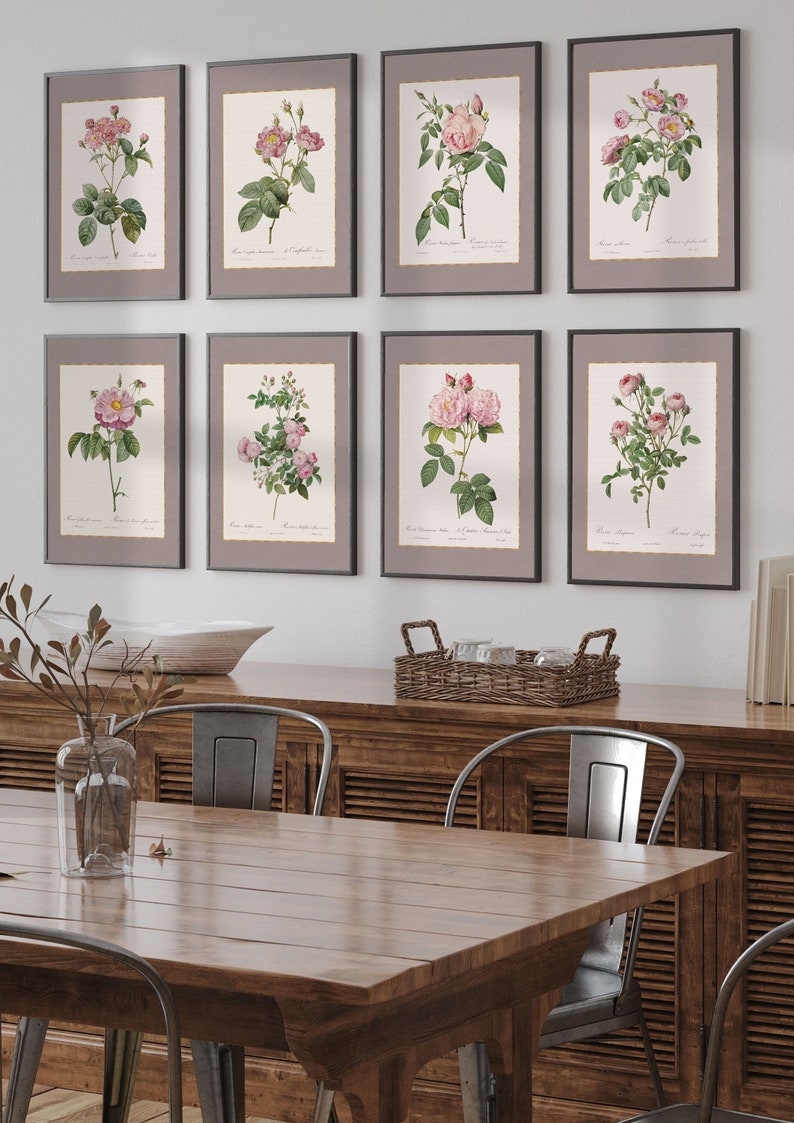 Vintage Roses Wall Art Gallery Roses for Elegant Living Room Set of