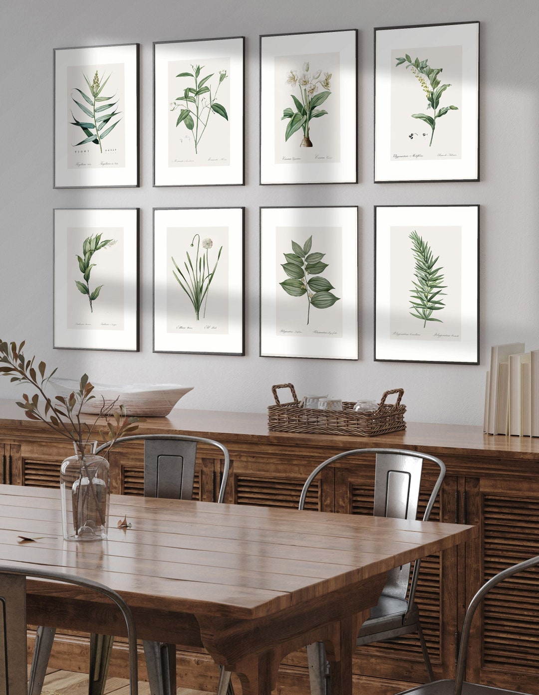 Green Botanical Wall Art Set | Minimalist Leaf Prints for Modern ...