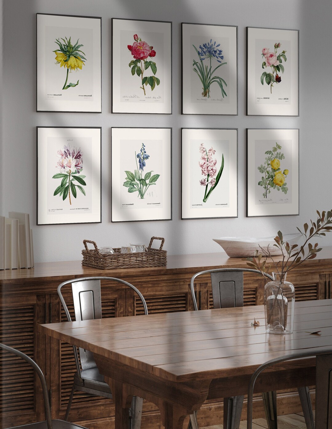 Set of 8 Vintage Wildflower Prints | Flower Art | Cottage Decor ...