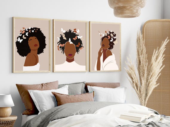 African American Canvas Prints Black Girl Wall Art Set Of 3 - 12x16 ...