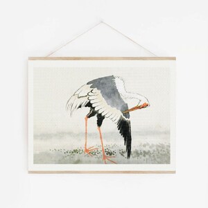 Vintage bird print neutral nursery decor Vintage stork drawing DIGITAL art French country art Neutral wall art japanese drawing image 6