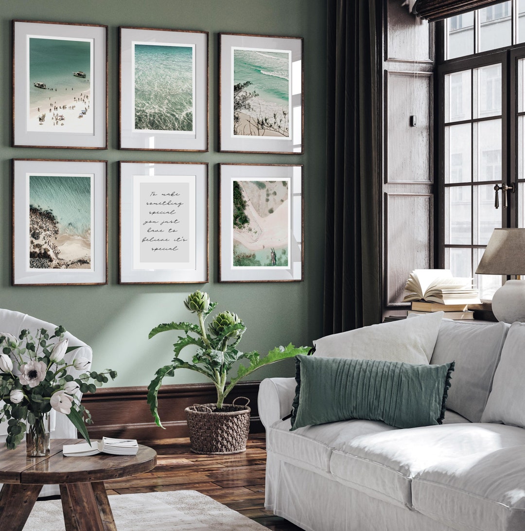 Coastal Gallery Wall | Set of 6 Elegant Beach Prints Printed and ...