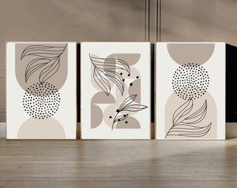 Japandi Wall Art Set | Minimalist Digital Prints | Abstract Beige art | Contemporary Home Decor | Earthy Tone Artwork | Instant Download