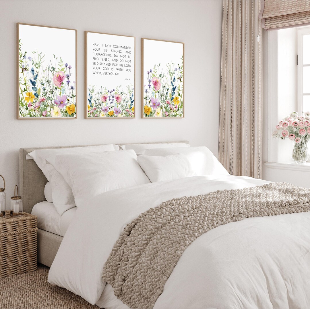 Set of 3 Bible Verse Wall Art I Minimalist Wildflowers I Minimal ...