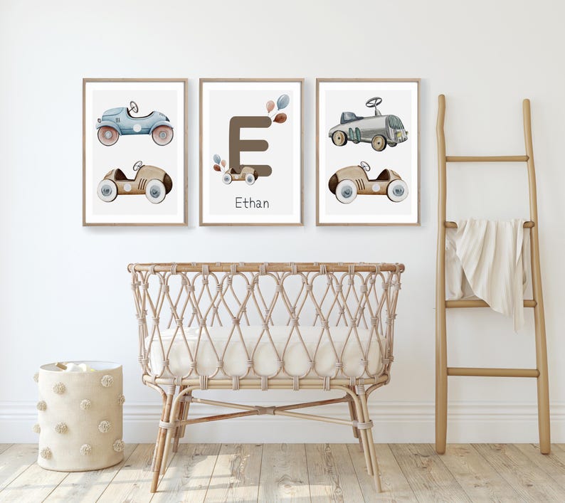 Personalized Boys Room Art | Vintage Race Car Boys Room Prints | Boys ...