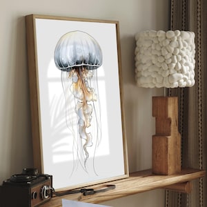 Transparent Jellyfish Wall Art | Minimalist Sea Life Print | Ocean Nursery Decor | Digital Coastal Poster | Minimalist Ocean life wall art