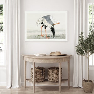 Vintage bird print neutral nursery decor Vintage stork drawing DIGITAL art French country art Neutral wall art japanese drawing image 5