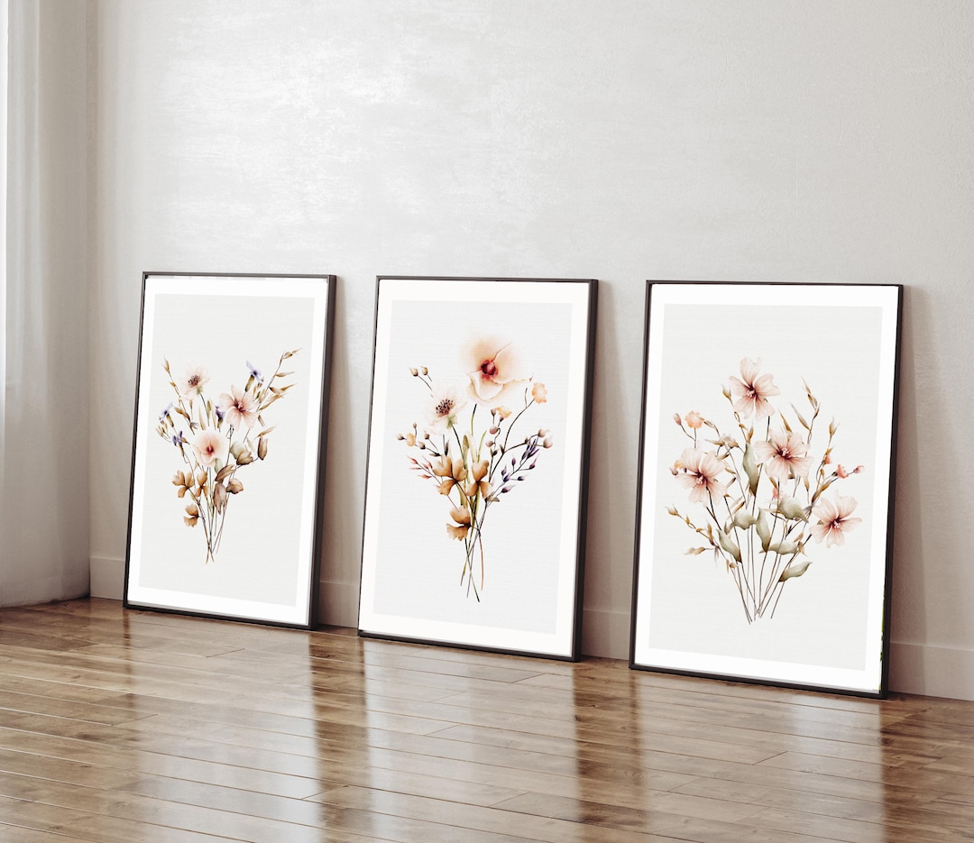 Set of 3 Wildflower Prints for Bedroom Decor I Minimalist Wildflowers I ...