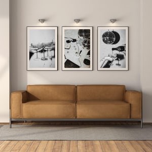 Klassisches Barwagen-Druck-Set | Ästhetische Champagnerdrucke | Schwarz-Weiß-Drucke | Barwagen Kunstdrucke | High End Wandkunst | Digitaler Download