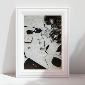 Disco Ball Champagne Print, Fashion Flash Photography, Vintage Film Poster, Film Bar Cart Art, Bar Cart Prints, Digital Download