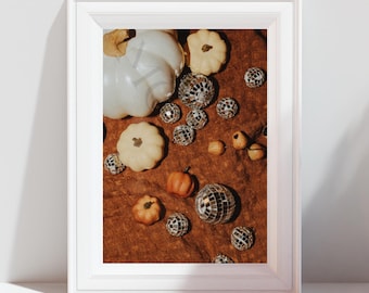 Stampa di zucca da discoteca: decorazione autunnale alla moda per Halloween (download digitale)