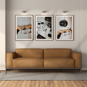 Wydruki na wózkach barowych | Wydruk szampana | Zestaw sztuki ściennej Disco | Sztuka na wózkach barowych | Estetyczne wydruki ścienne | Dekoracja wózka barowego | Plakat szampana