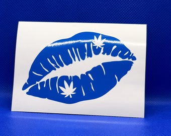 Lips with weed leaf  | Vinyl | Many colors to choose from!