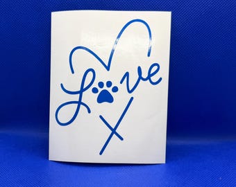 Stylized heart love with a paw print   - Vinyl for pet lovers!