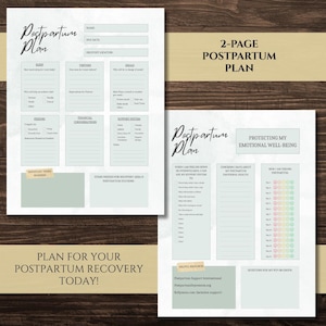 Postpartum Plan Printable: Mom&#39;s Recovery & Well-Being Guide (PDF Download)