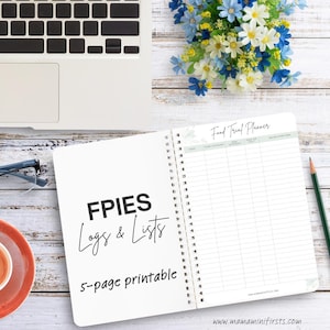 Afdrukbaar FPIES-voedseldagboek voor moeder, allergiesymptoomtrackers, voedselproef- en triggerdagboek, logboek allergische reacties, direct downloaden