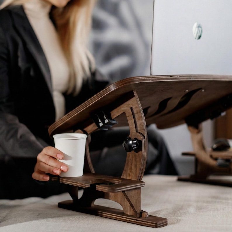 Copy for lcapote (Madeira) | 17-inch Laptop Stand, 50 deg. Tilt, Foldable Lap Desk, Portable Wood Laptop Desk for Bed, Work-from-Home Gift bild 8