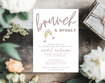 Brunch and Bubbly - Brunch Bridal Shower Invitation - Simple Bridal Shower Invitation - Bridal Shower Invitation