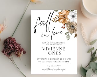 Fall in Love Shower Invitation- Fall Bridal Shower Invitation - Simple Bridal Shower Invitation - Bridal Shower Invitation