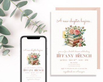 EDITABLE* Digital A New Chapter Begins - Bridal Shower Invitation
