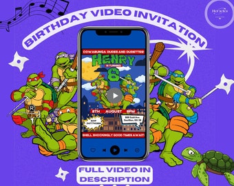 Teenage Mutant Ninja Turtle Charming Birthday Invitation | Turtle Themed Party Invitation | Superhero Kids Invitation | Digital Party Invite