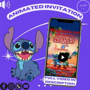 Lilo und Stitch Geburtstagseinladung, Stitch Geburtstagseinladung Video, Stitch Video Einladung, Lilo und Stitch druckbare Einladung, Stitch