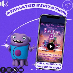 Home birthday invitation, Home birthday video invitation, Home kids birthday invitation, Printable birthday invitation, Dreamworks Home