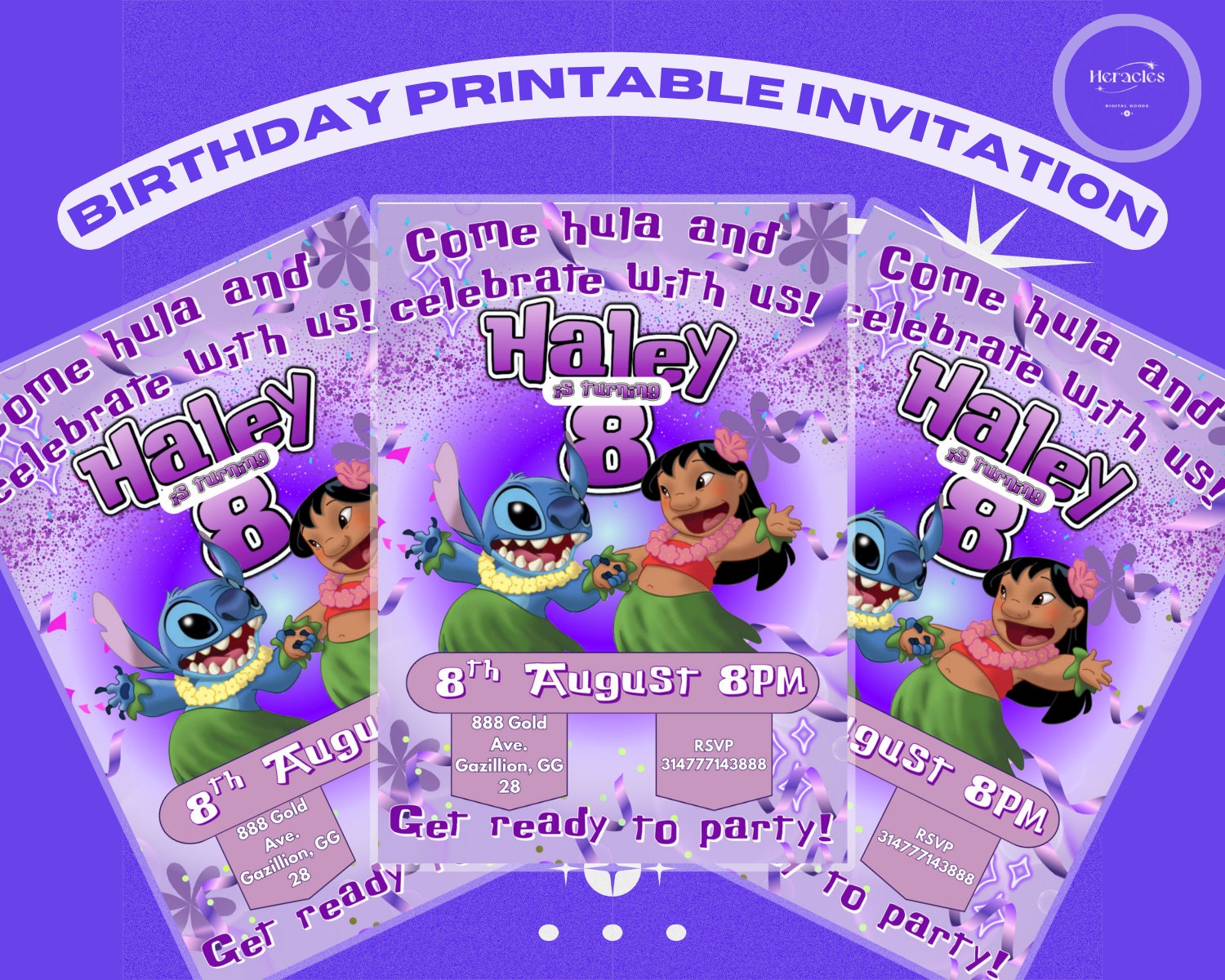 Lilo and Stitch Birthday Invitation Printable, Stitch Birthday ...