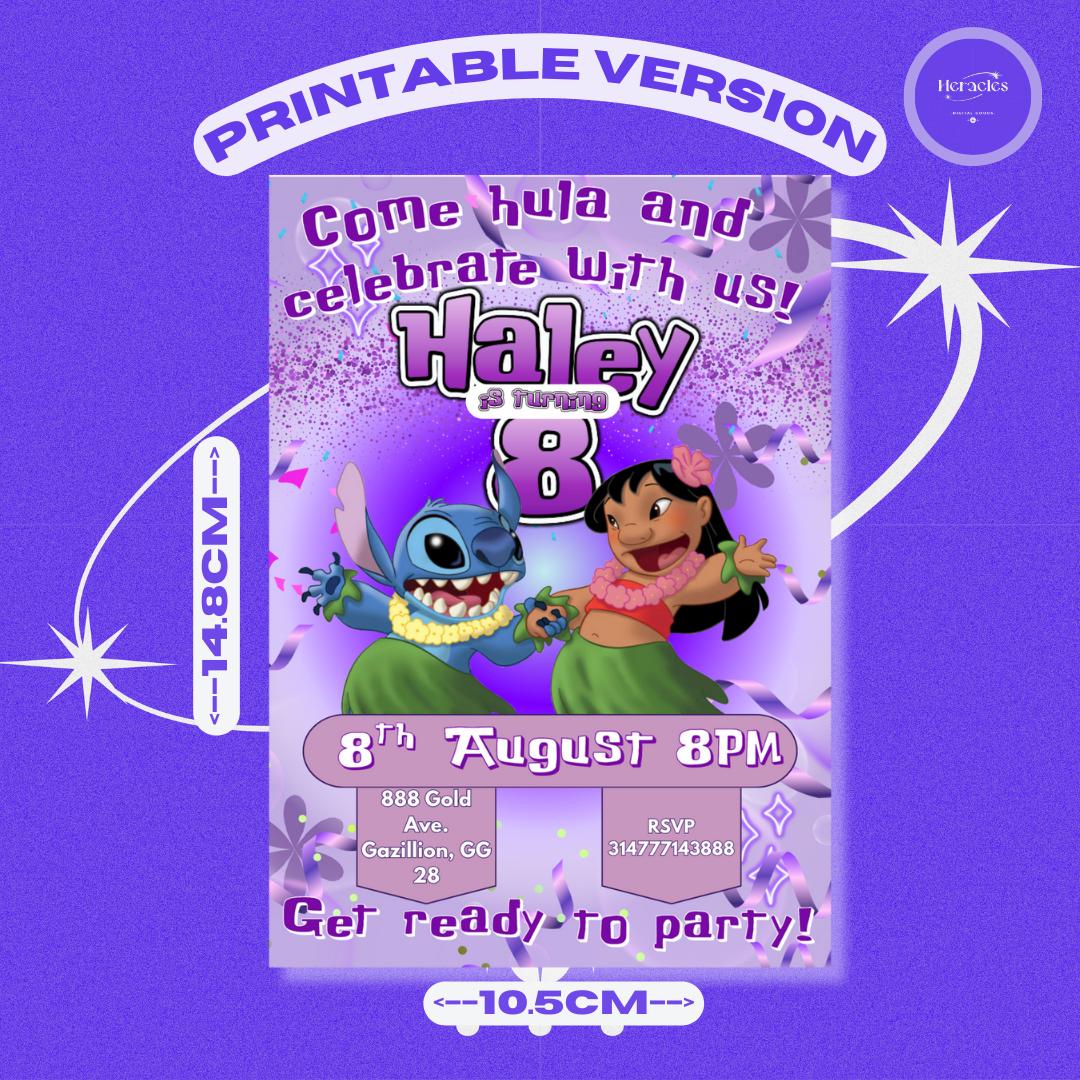 Lilo and Stitch Birthday Invitation Printable, Stitch Birthday ...