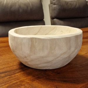 Deko Schale aus Paulownia Holz (Kiri), rund, 25 x 11 cm