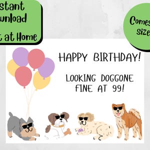 Printable 99th Birthday Card - Happy 99th Birthday - Instant Download