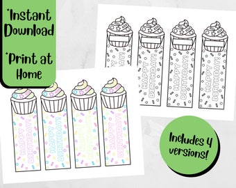 Printable Happy Birthday Cupcake Bookmarks - Instant Download